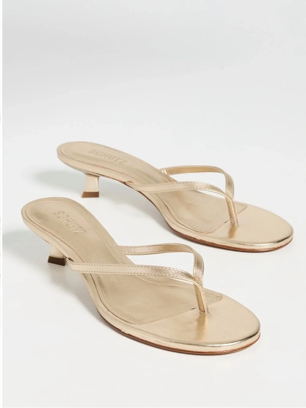 Schutz Carolyn Kitten-Heel Thong Sandals